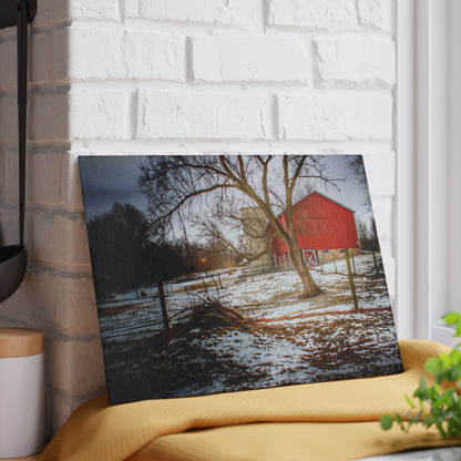 U R There Photography LeValley Road Red and Silo Rustic Farmhouse Tempered-Glass Cutting Board
