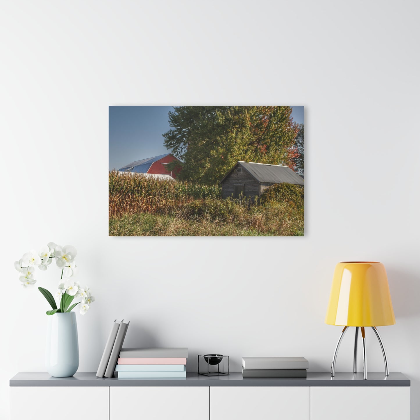 U R There Photography Barnes Road Hidden Red and Little Grey Rustic Farmhouse Acrylic Wall Print