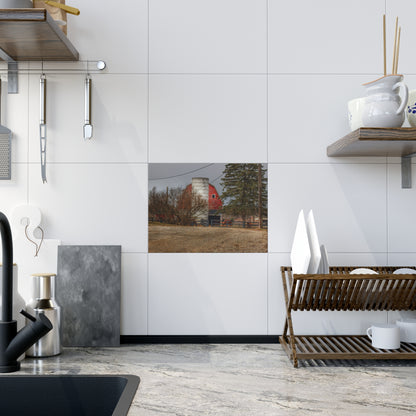 U R There Photography Blood Road Red and Horses Rustic Farmhouse Decorative Ceramic Tile