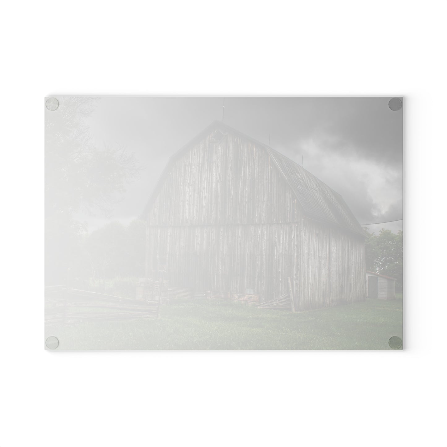 U R There Photography Attica Grey Rustic Farmhouse Tempered-Glass Cutting Board