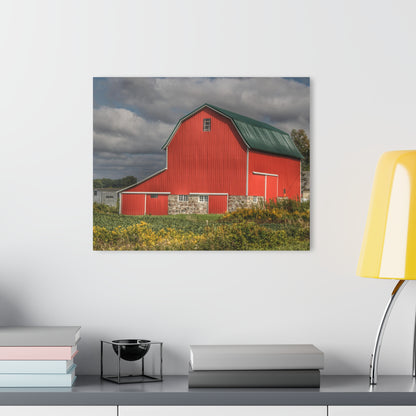 U R There Photography Valentine Road Fieldstone Red Rustic Farmhouse Acrylic Wall Print