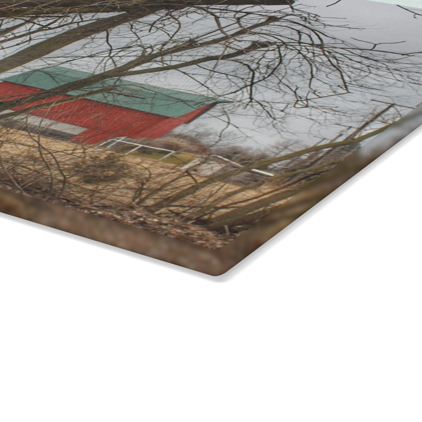 U R There Photography Daley Road Red II Rustic Farmhouse Tempered-Glass Cutting Board