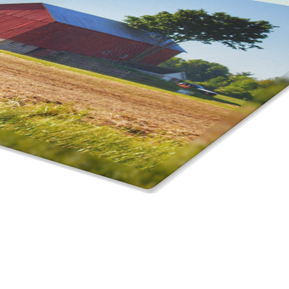 U R There Photography Morris Road Red Rustic Farmhouse Tempered-Glass Cutting Board