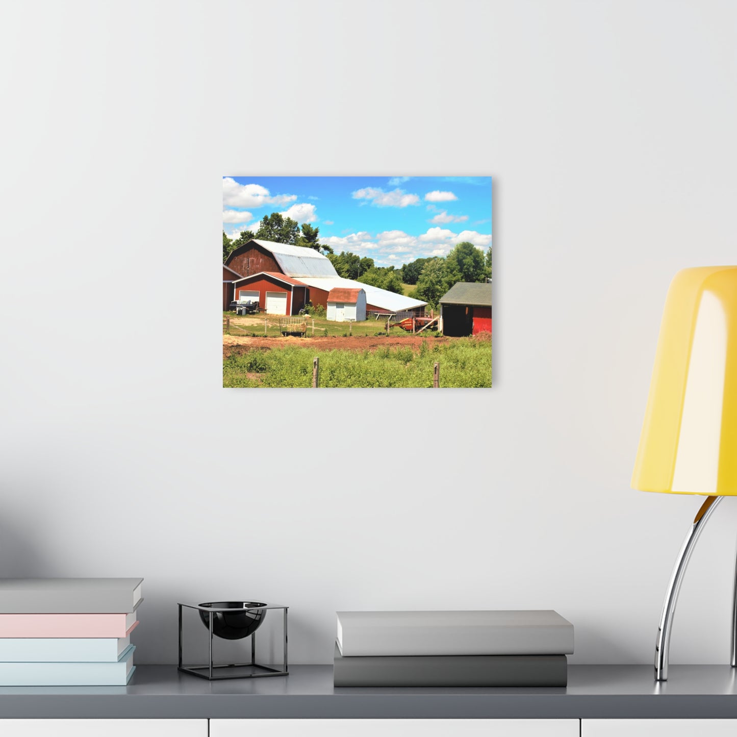 U R There Photography McKeen Lake Road Reds II Rustic Farmhouse Acrylic Wall Print