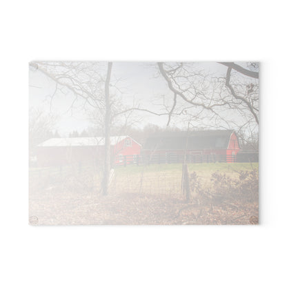 U R There Photography Hidden Hosner Reds Rustic Farmhouse Tempered-Glass Cutting Board