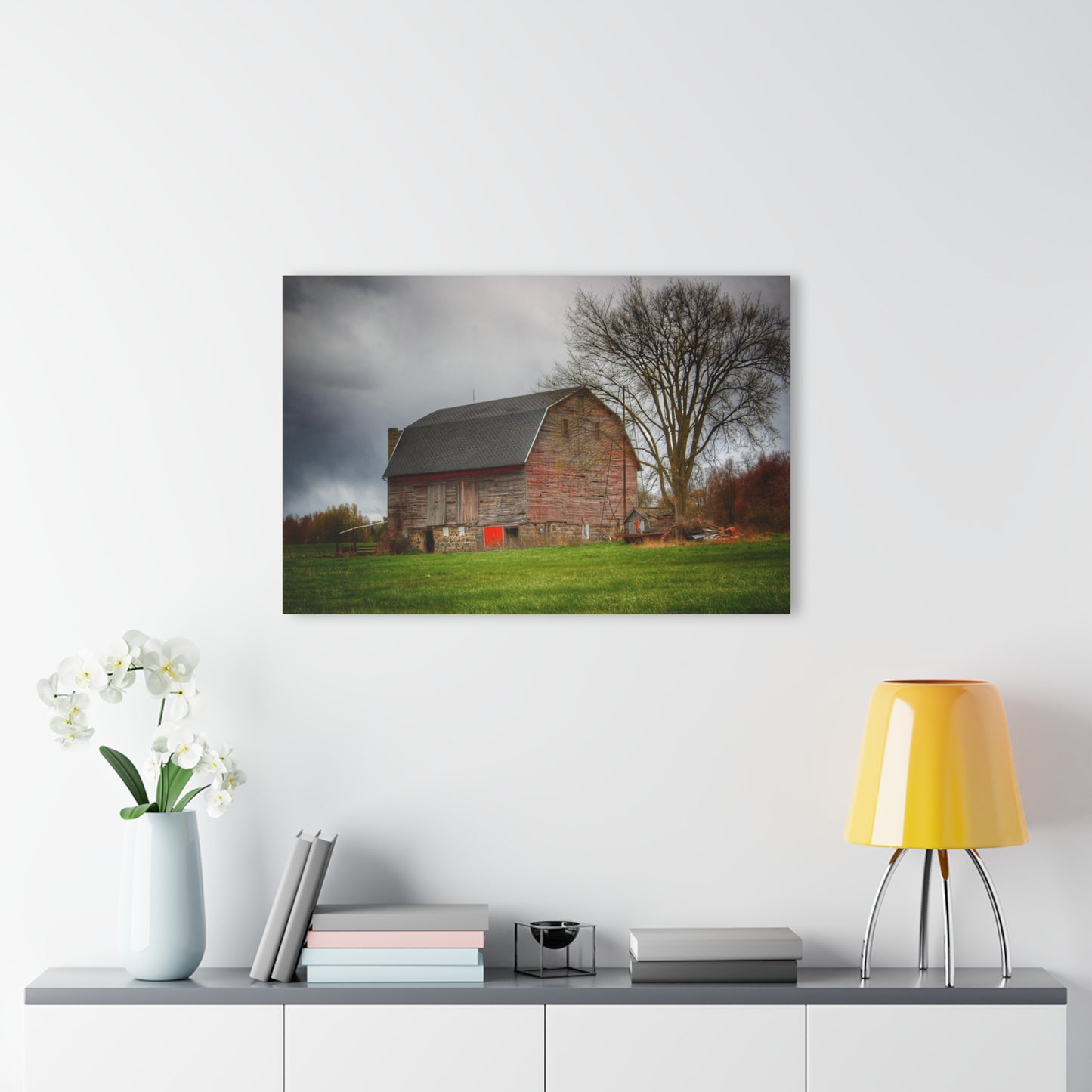 U R There Photography Ashley Drive Fieldstone Red Rustic Farmhouse Acrylic Wall Print