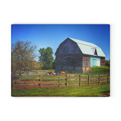 U R There Photography Harris Road Fieldstone Grey Rustic Farmhouse Tempered-Glass Cutting Board