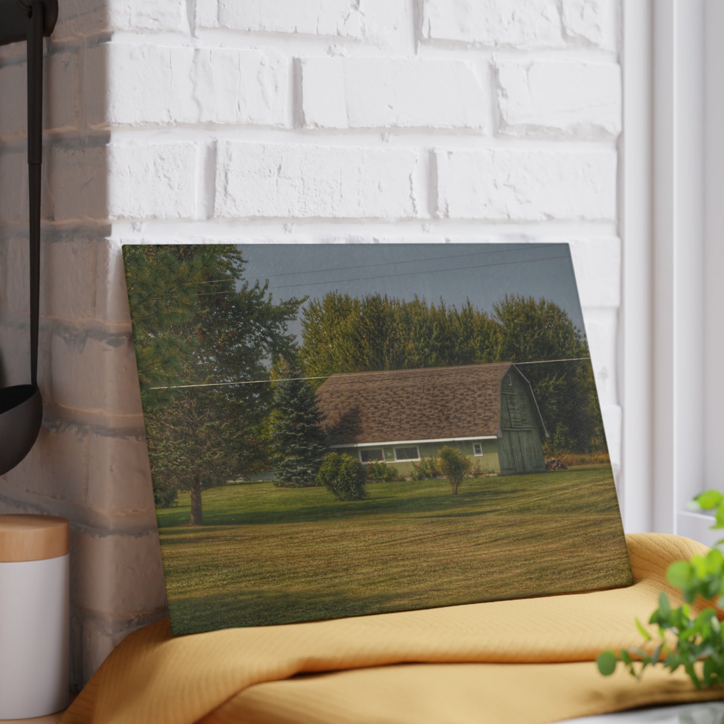 U R There Photography Crawford Road Green Rustic Farmhouse Tempered-Glass Cutting Board