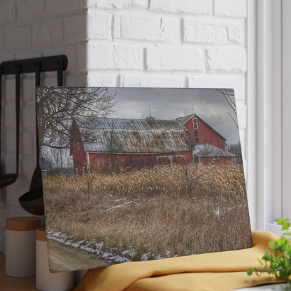 U R There Photography Edward Road Reds Rustic Farmhouse Tempered-Glass Cutting Board