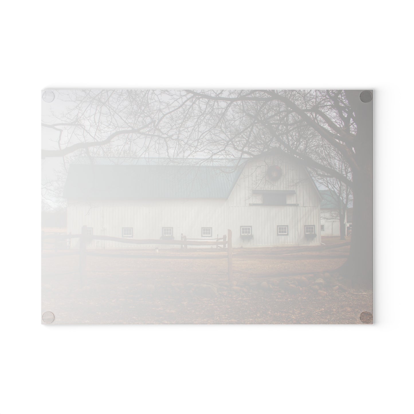 U R There Photography Wilder Road White Rustic Farmhouse Tempered-Glass Cutting Board