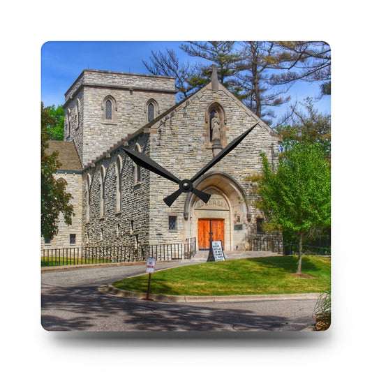 Saint Hugo of the Hills II Rustic Farmhouse Acrylic Analog Wall Clock 10.75'' × 10.75'' (Square)