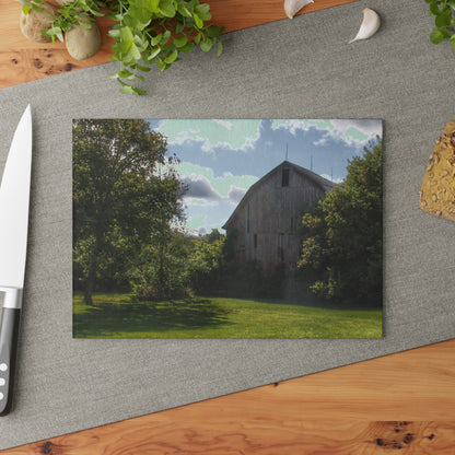 U R There Photography Oakwood Grey Rustic Farmhouse Tempered-Glass Cutting Board