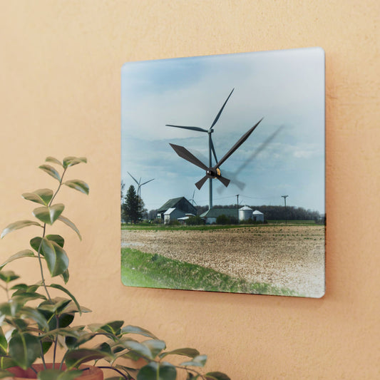U R There Photography Dickerson Grey Rustic Farmhouse Acrylic Analog Wall Clock