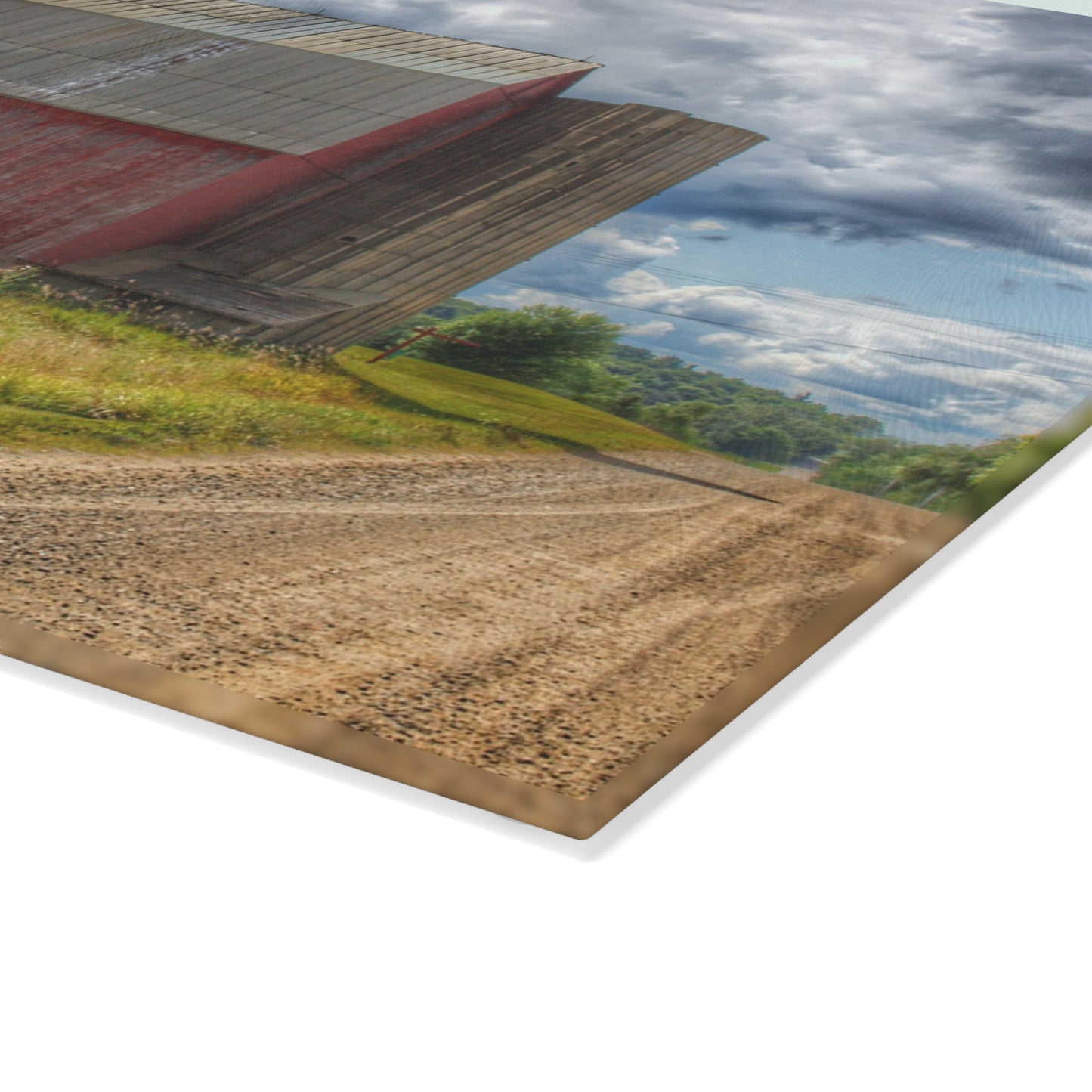 U R There Photography Haines Road Red Rustic Farmhouse Tempered-Glass Cutting Board