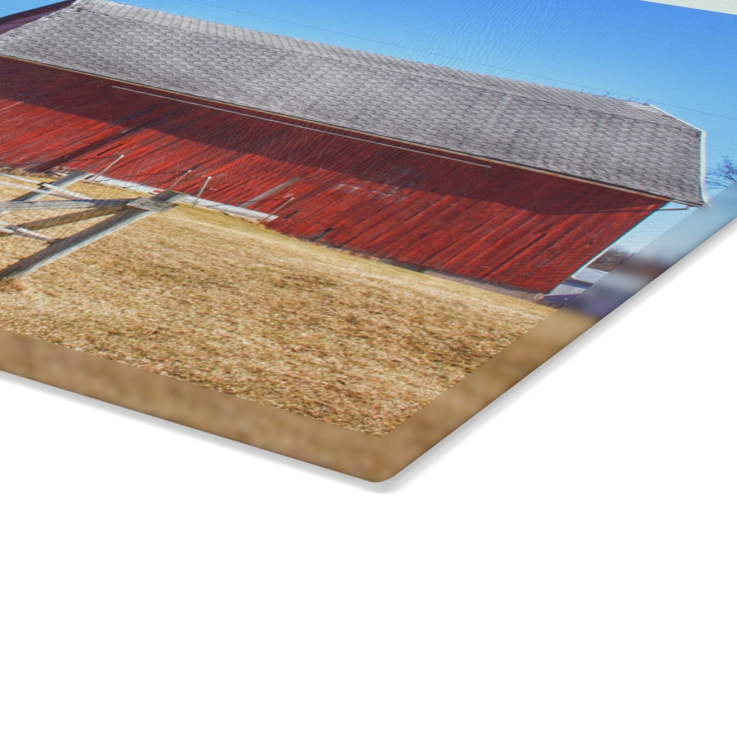 U R There Photography Phillips Road Red Rustic Farmhouse Tempered-Glass Cutting Board