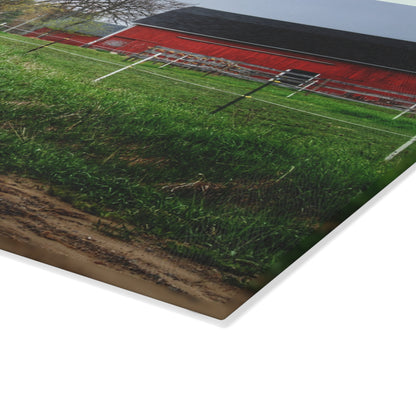 U R There Photography West Lake Road Farm and Filly I Rustic Farmhouse Tempered-Glass Cutting Board