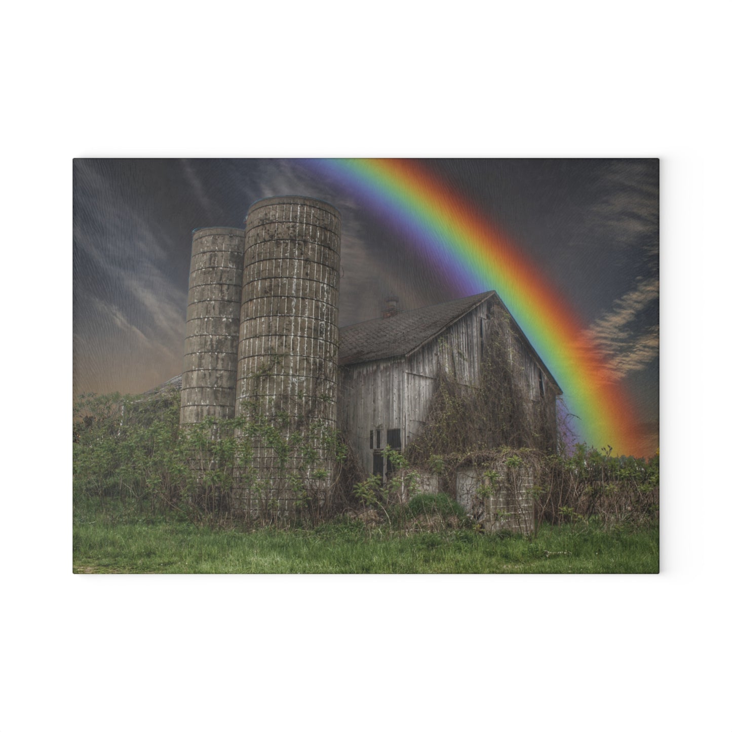 U R There Photography Somewhere Under the Rainbow Rustic Farmhouse Tempered-Glass Cutting Board