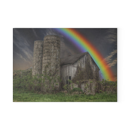 U R There Photography Somewhere Under the Rainbow Rustic Farmhouse Tempered-Glass Cutting Board