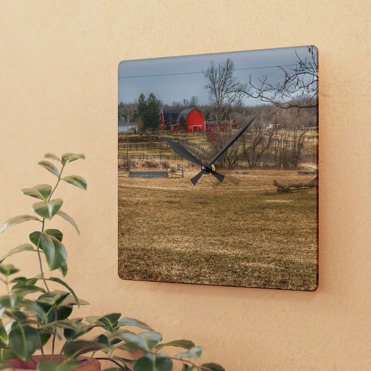 U R There Photography Beyond the Trees on Rock Valley Road Rustic Farmhouse Acrylic Analog Wall Clock