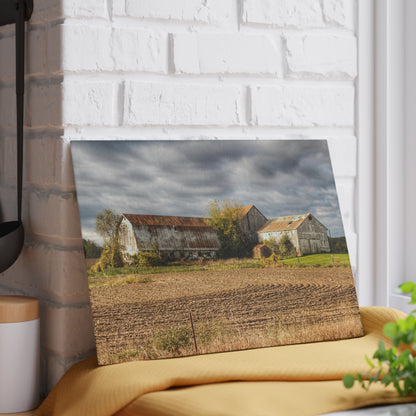 U R There Photography Newark Road Whites Rustic Farmhouse Tempered-Glass Cutting Board