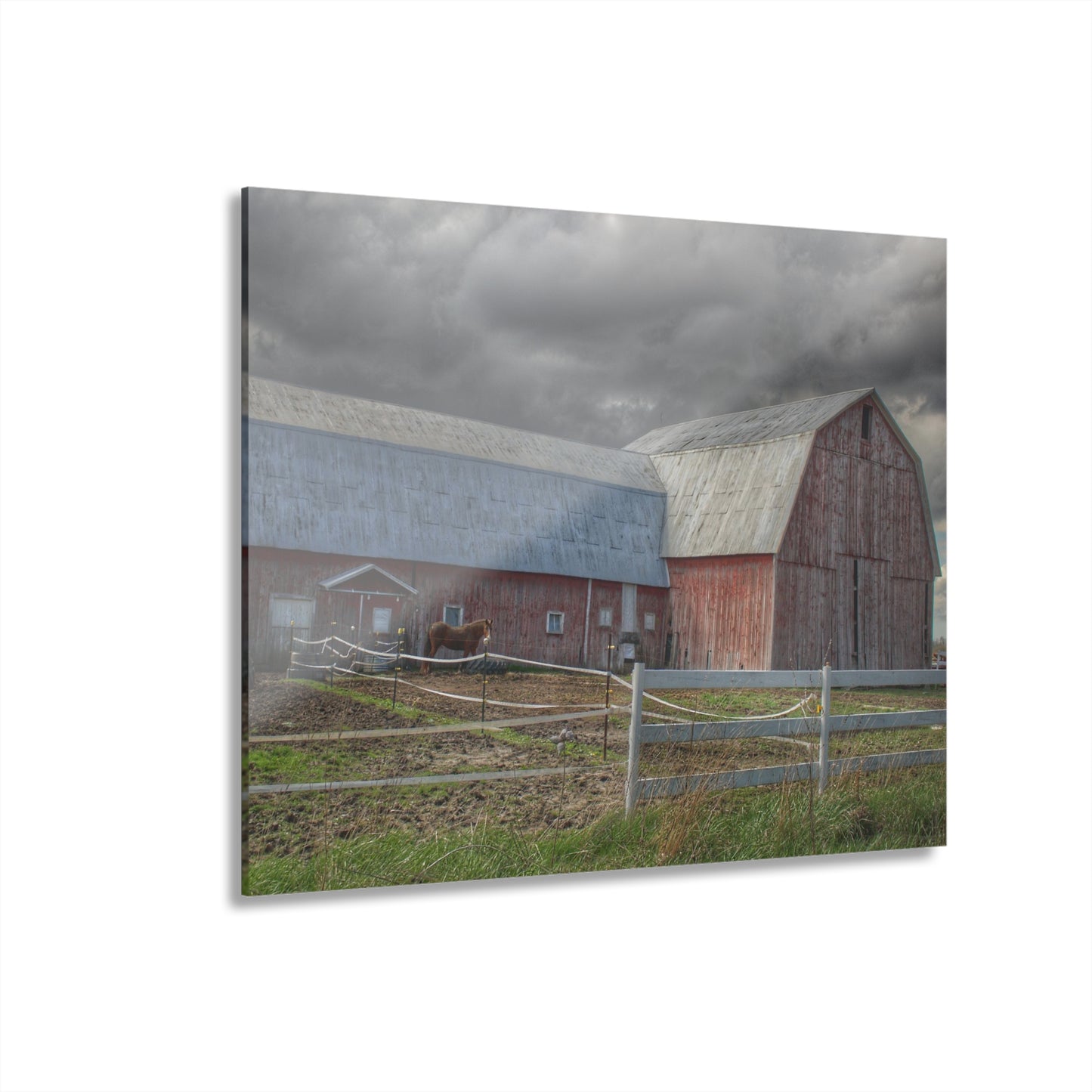 U R There Photography Sandusky Horse Barn Against Fall Skies Rustic Farmhouse Acrylic Wall Print