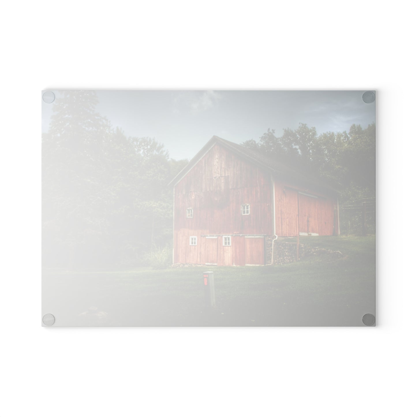 U R There Photography Buckhorn Lake Road Red Rustic Farmhouse Tempered-Glass Cutting Board