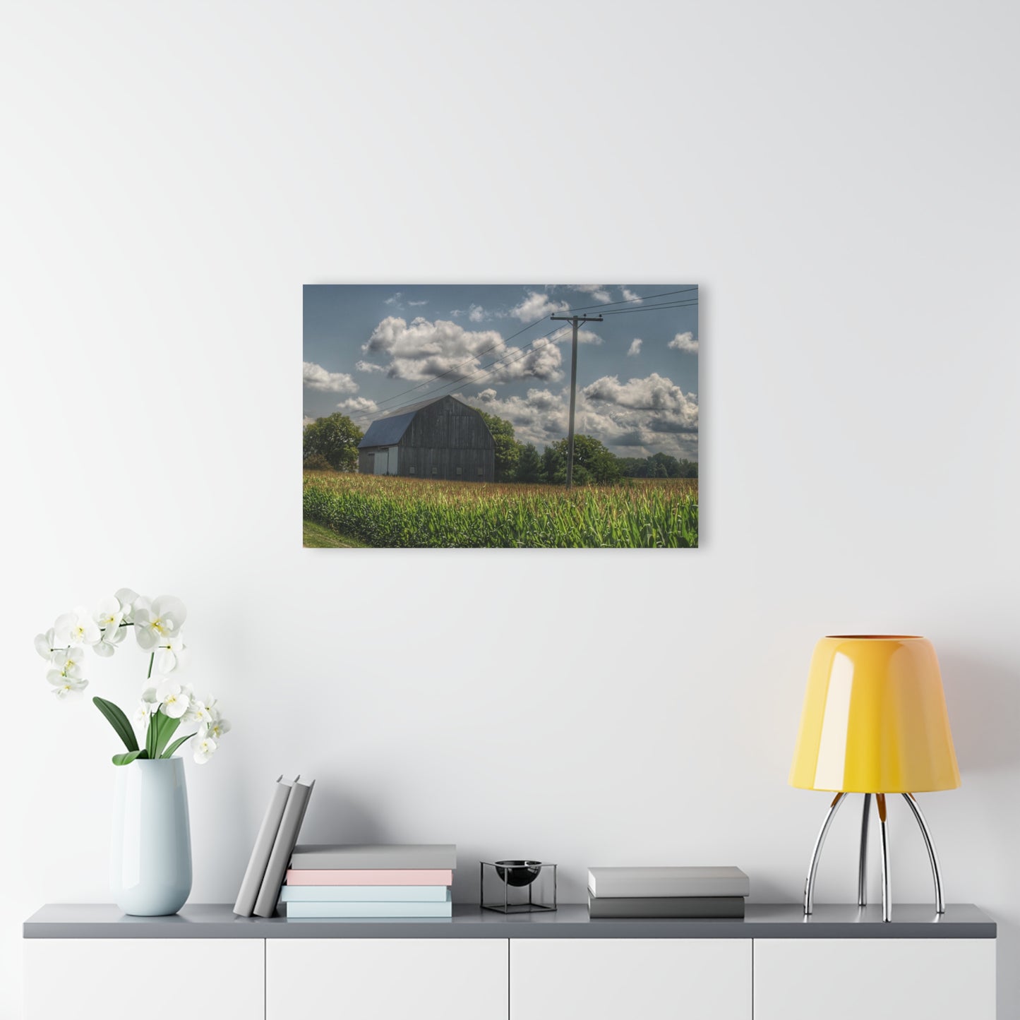 U R There Photography Grey Barn in a Cornfield Rustic Farmhouse Acrylic Wall Print
