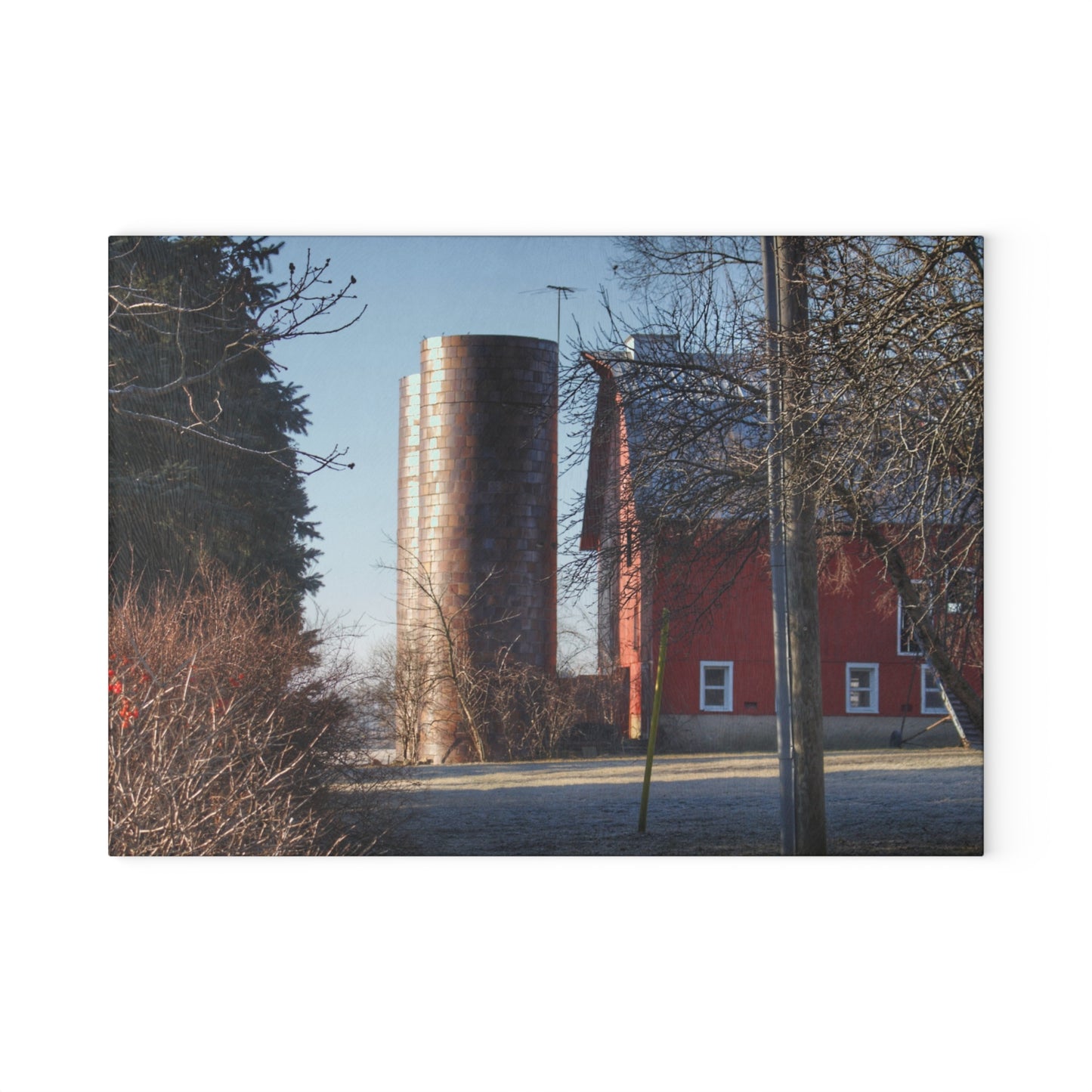 U R There Photography Newark Hidden Red Rustic Farmhouse Tempered-Glass Cutting Board