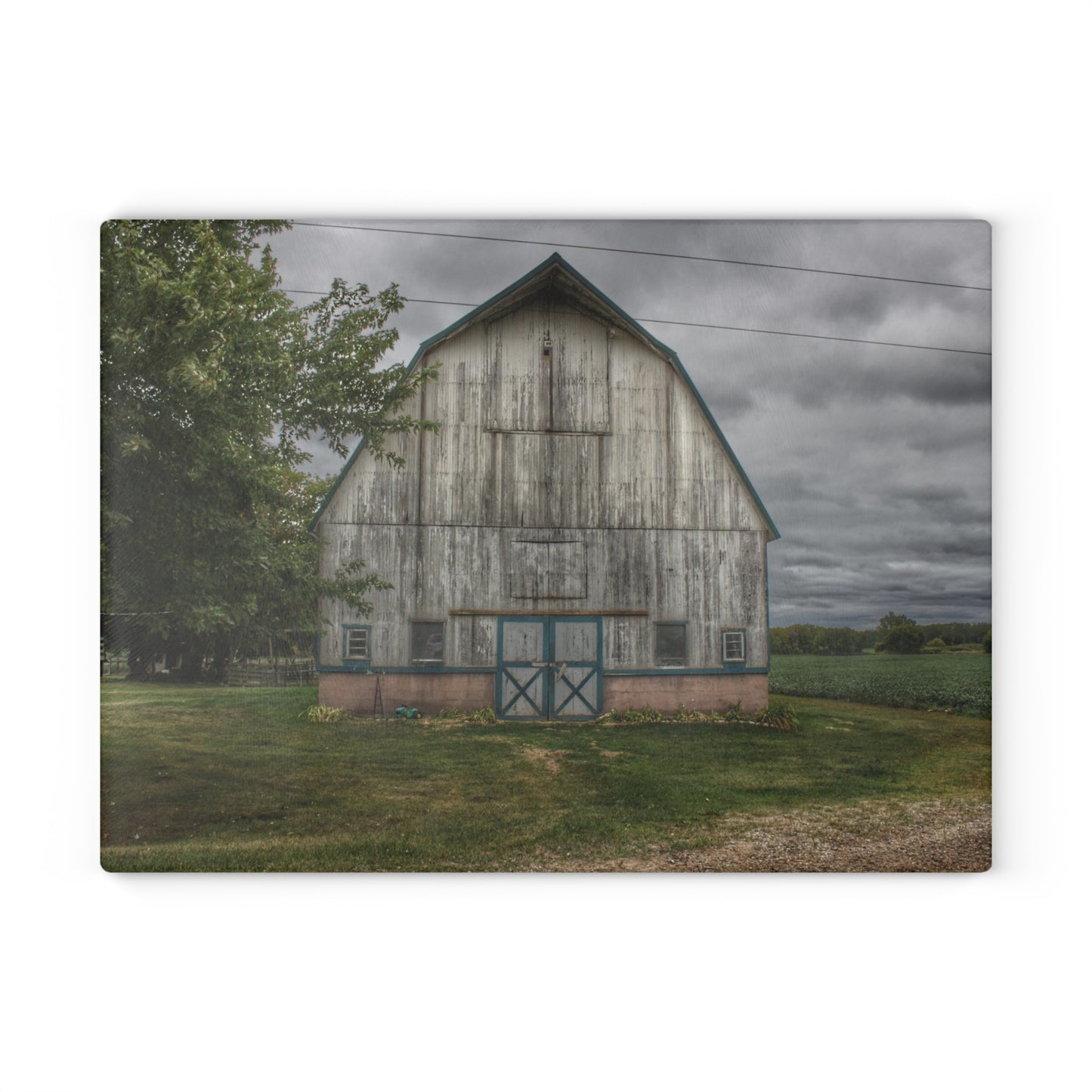 U R There Photography Bristol Road White I Rustic Farmhouse Tempered-Glass Cutting Board