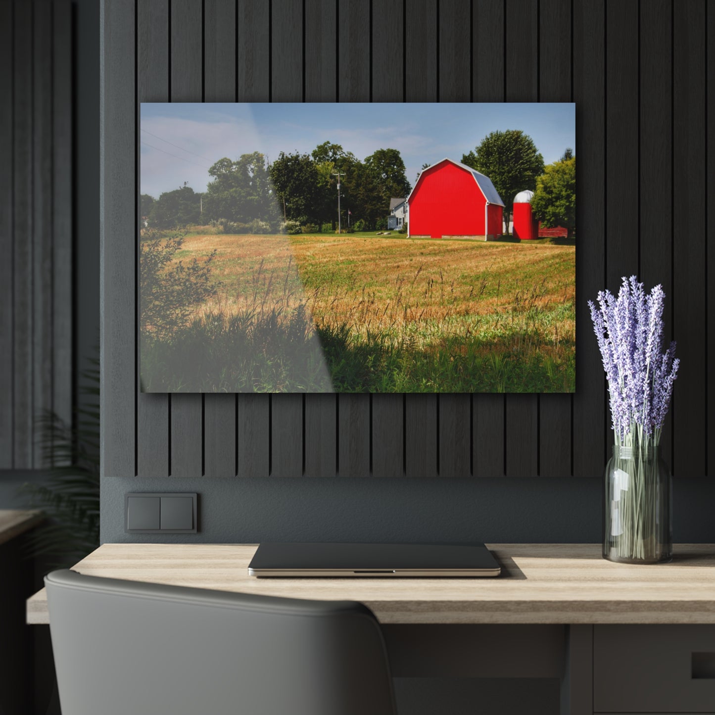 U R There Photography Bristol Road Red and Silo Rustic Farmhouse Acrylic Wall Print