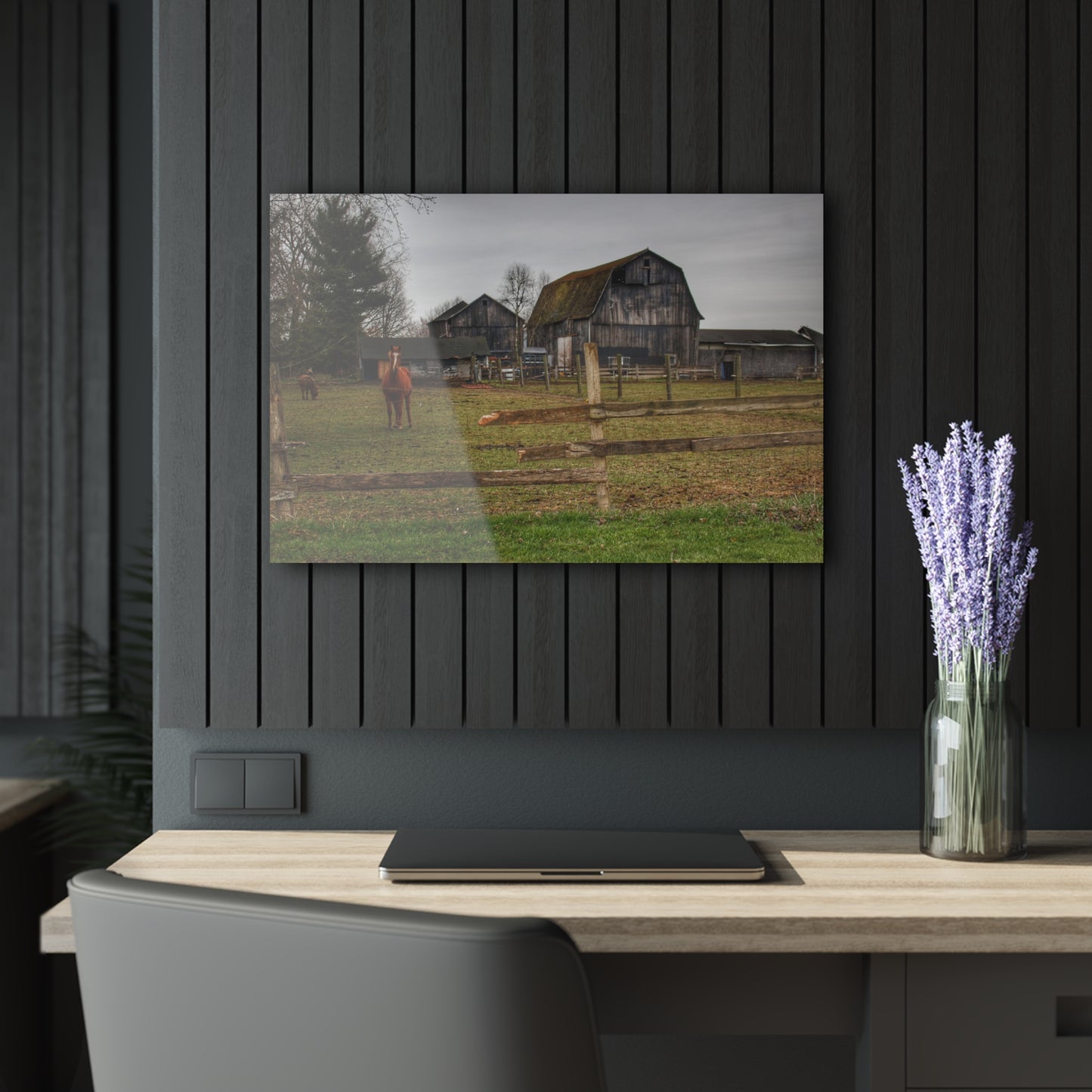 Barn Boutique Modern Farmhouse Acrylic Wall Print| South Summers Road Old Grey and Caramel II