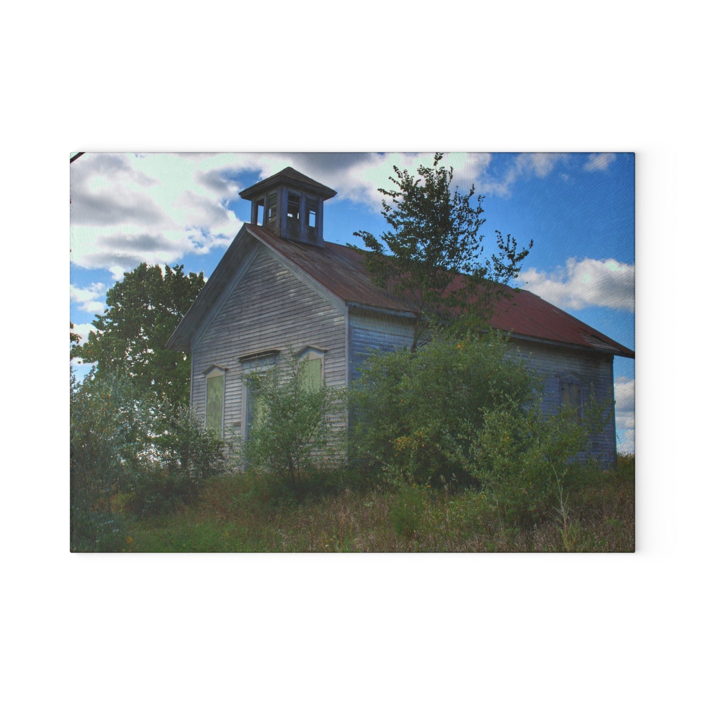 U R There Photography Mound Road Schoolhouse Rustic Farmhouse Tempered-Glass Cutting Board