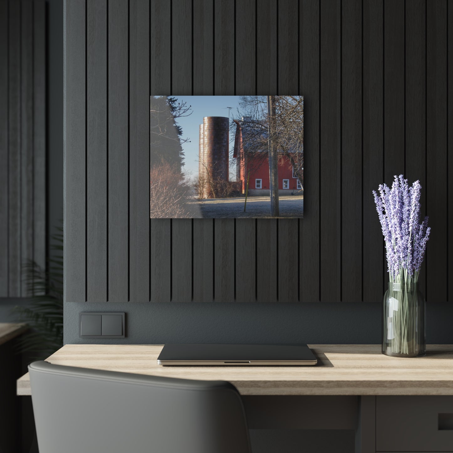 U R There Photography Newark Hidden Red Rustic Farmhouse Acrylic Wall Print