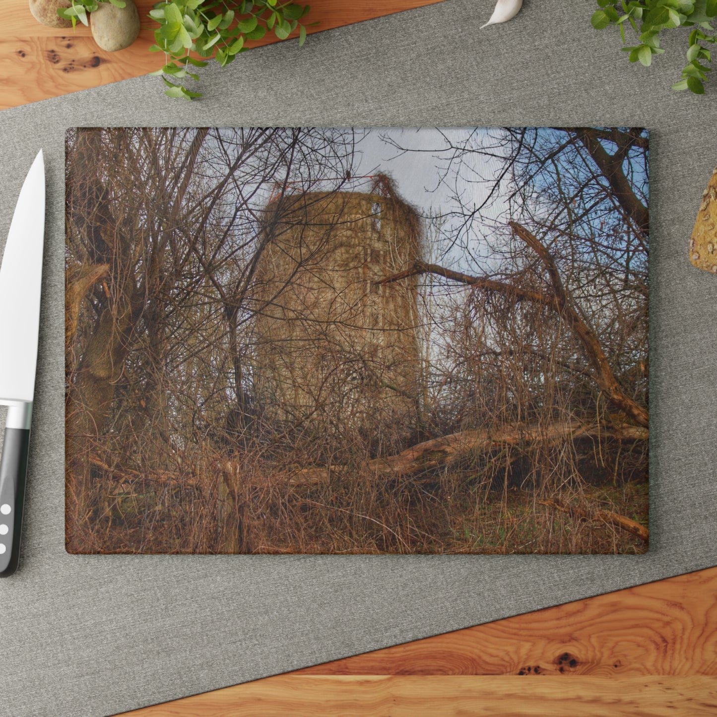 U R There Photography Hidden Silo of Fostoria Road Rustic Farmhouse Tempered-Glass Cutting Board