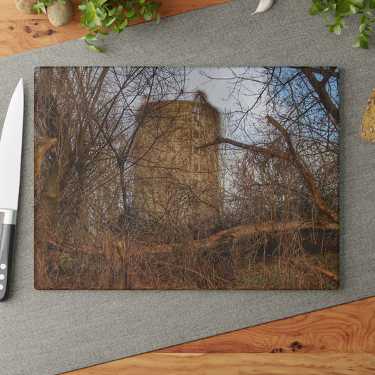 U R There Photography Hidden Silo of Fostoria Road Rustic Farmhouse Tempered-Glass Cutting Board