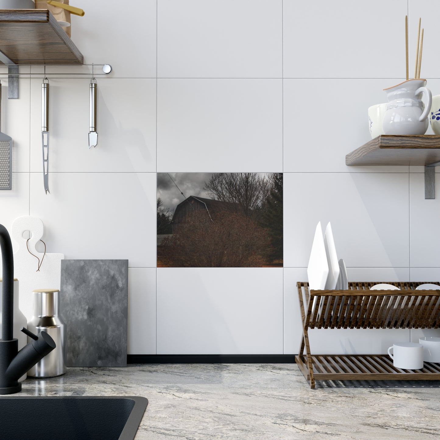 U R There Photography Caro Grey Hidden Rustic Farmhouse Decorative Ceramic Tile