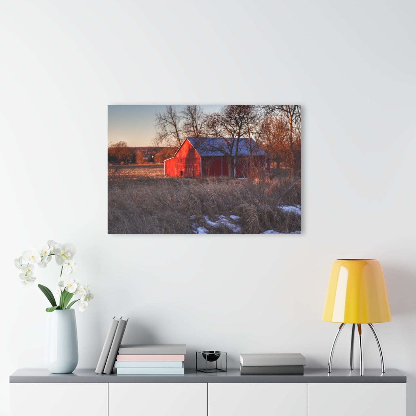 Barn Boutique Modern Farmhouse Acrylic Wall Print| Early Spring on Mount Morris Road I