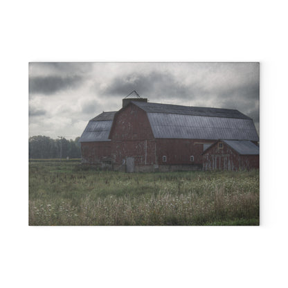 U R There Photography Glover Road Reds Rustic Farmhouse Tempered-Glass Cutting Board