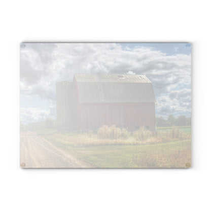 U R There Photography Haines Road Red Rustic Farmhouse Tempered-Glass Cutting Board