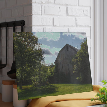 U R There Photography Oakwood Grey Rustic Farmhouse Tempered-Glass Cutting Board