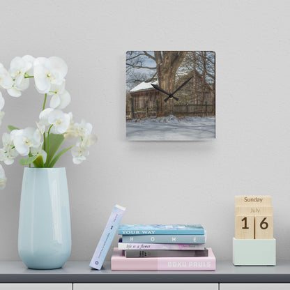 U R There Photography English Road Grey Rustic Farmhouse Acrylic Analog Wall Clock