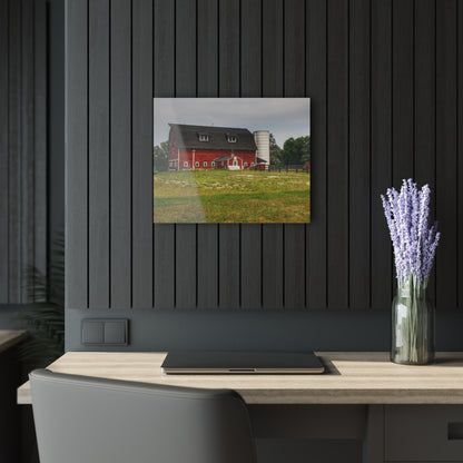U R There Photography Oxford Old Red and Silo Rustic Farmhouse Acrylic Wall Print