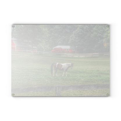 U R There Photography Painted Pony in Pasture Rustic Farmhouse Tempered-Glass Cutting Board