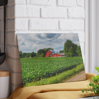 U R There Photography Block Road Reds Rustic Farmhouse Tempered-Glass Cutting Board