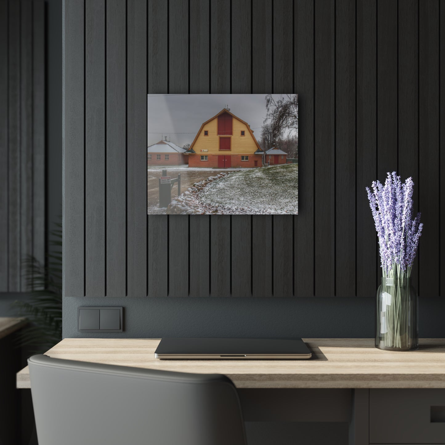 U R There Photography Yellow Barn of Bordman Rustic Farmhouse Acrylic Wall Print