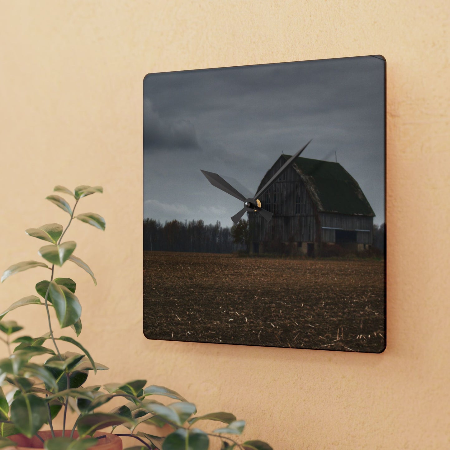 U R There Photography Stone Road Old Grey I Rustic Farmhouse Acrylic Analog Wall Clock