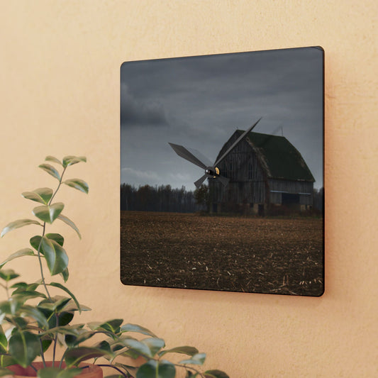 U R There Photography Stone Road Old Grey I Rustic Farmhouse Acrylic Analog Wall Clock