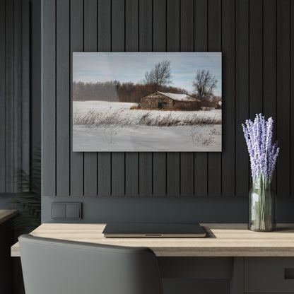 U R There Photography Frozen Grey Shack of Kingston Rustic Farmhouse Acrylic Wall Print