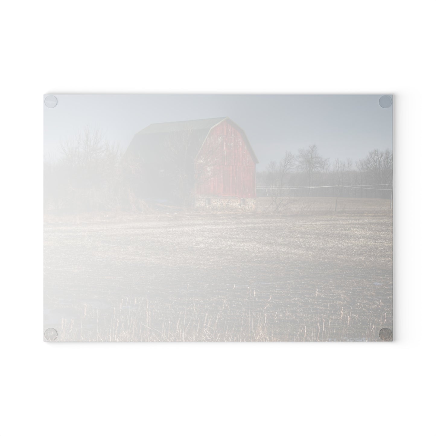 U R There Photography Bowers Road Goodland Red Rustic Farmhouse Tempered-Glass Cutting Board