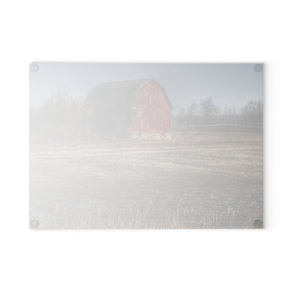 U R There Photography Bowers Road Goodland Red Rustic Farmhouse Tempered-Glass Cutting Board